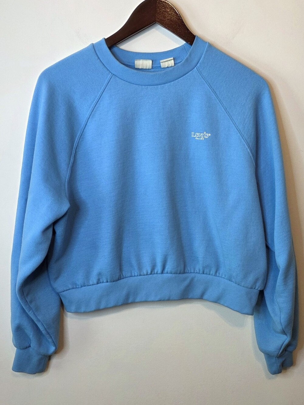 Levi's Laundry Day Raglan Cropped Crewneck Sweatshirt Feather Blue Size Small